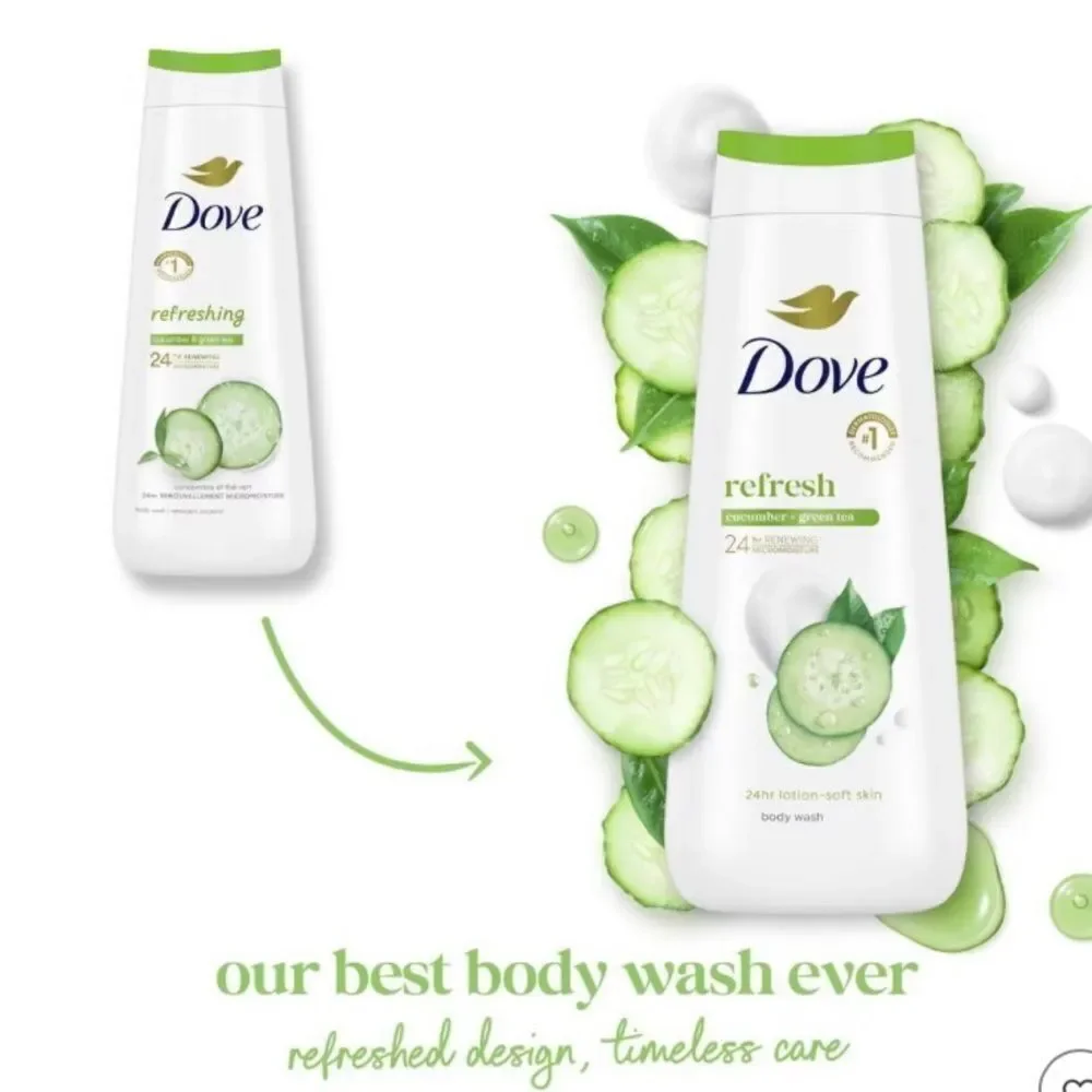 🛍️ Dove Refresh Body Wash Cucumber & Green Tea 24hr Lotion-Soft Skin - 20 fl oz💥